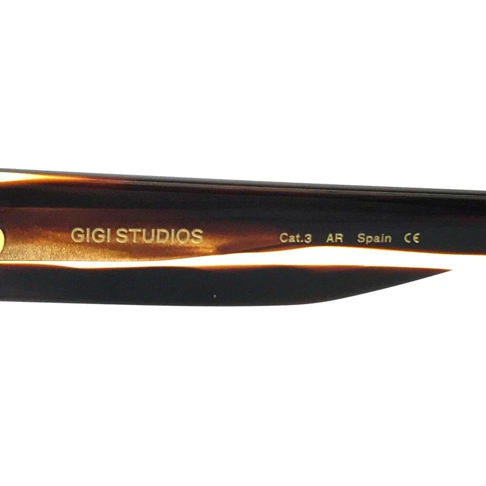 Gigi Studios Sunglasses ALFA 6897 Striped Brown Horn with Gradient Green Lenses